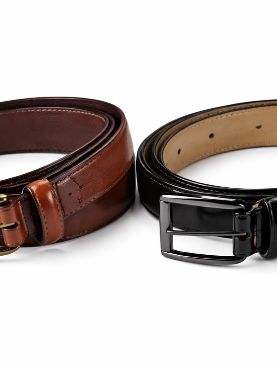 Other - 2 Mens Belts Bundle Brown Leather & Black Dress Belt Size 38 42 Classic Lot